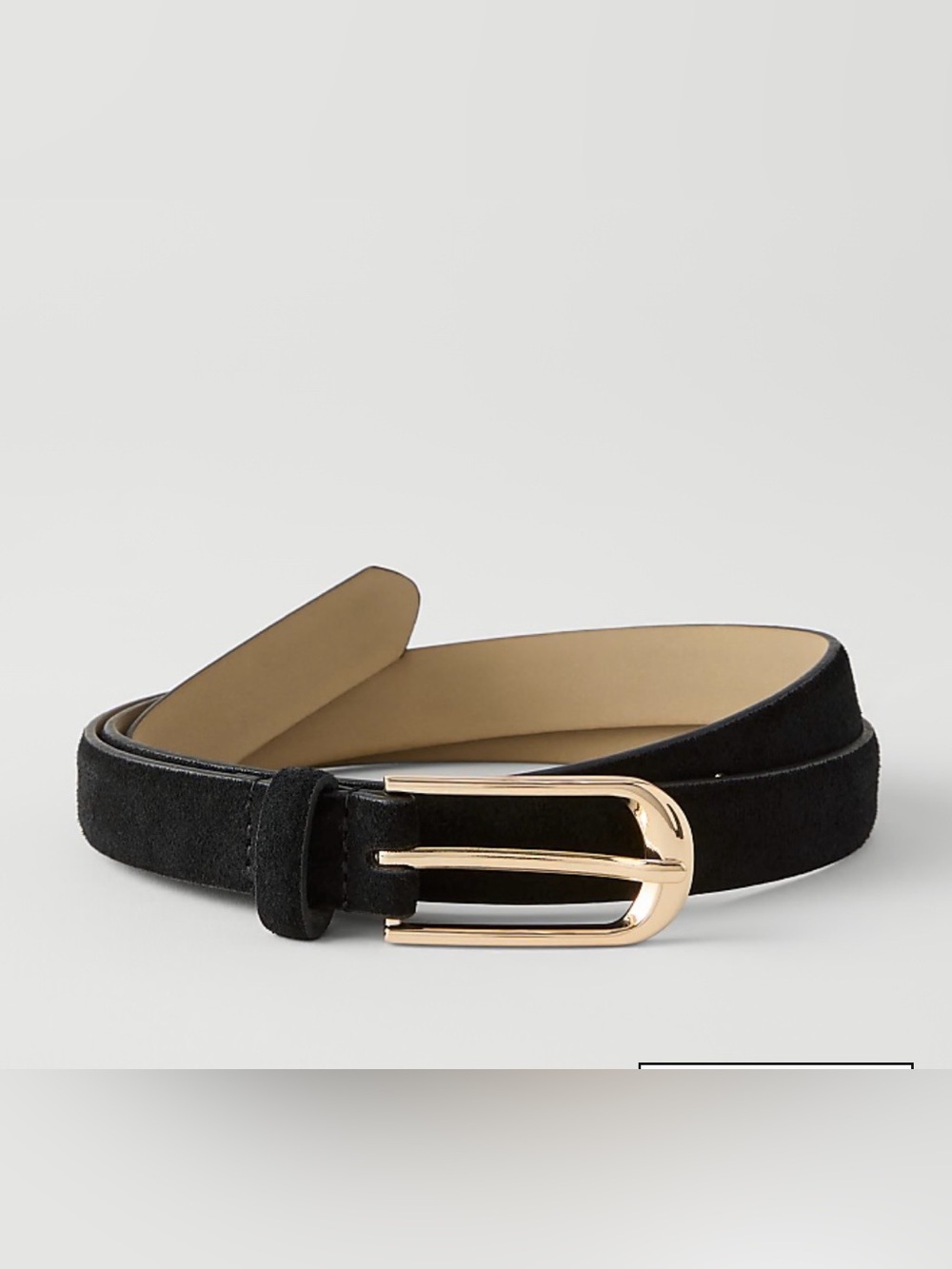Ann Taylor Black Suede Oval Gold Buckle Belt